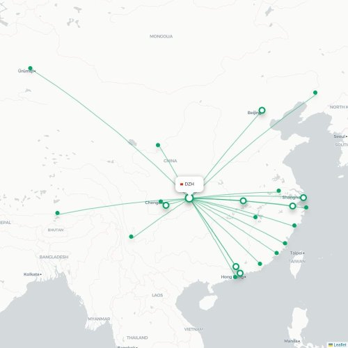 Dazhou - Jieyang carte du vol direct