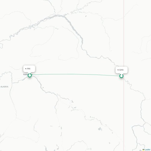 Mapa lotu bezpośredniego Eagle – Fairbanks