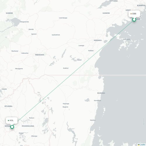 Mapa lotu bezpośredniego Entebbe – Kigali