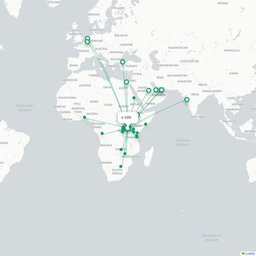 Mapa lotu bezpośredniego Entebbe – Port Sudan
