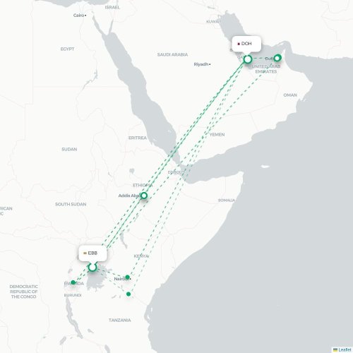 Mapa lotu bezpośredniego Irbil – Ad-Dauha