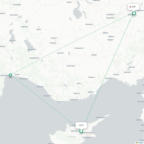 Nicosie - Kayseri carte du vol direct