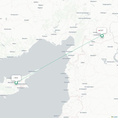 Nicosie - Gaziantep carte du vol direct