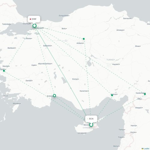 Nicosie - Istanbul carte du vol direct