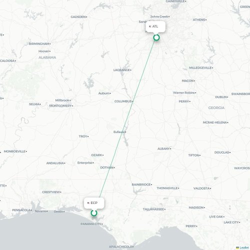 Mapa lotu bezpośredniego Panama City – Atlanta