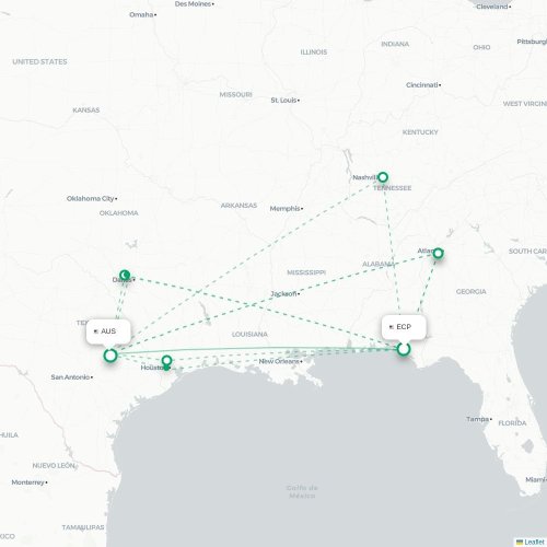 Mapa lotu bezpośredniego Panama City – Austin
