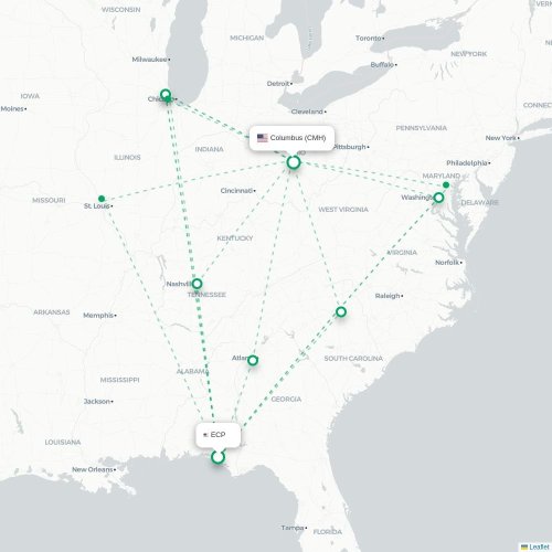 Mapa lotu bezpośredniego Panama City – Columbus