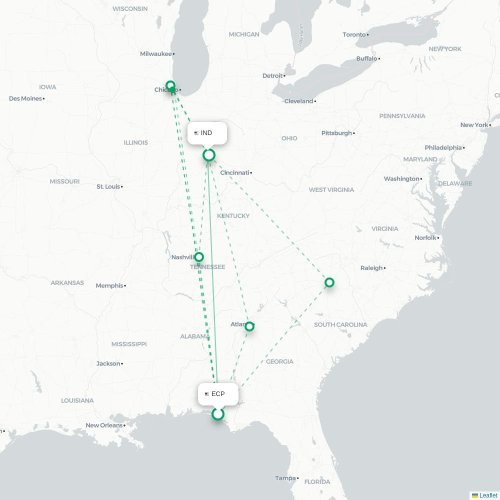 Mapa lotu bezpośredniego Panama City – Indianapolis