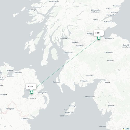 Mapa de vuelo directo Edimburgo - Belfast