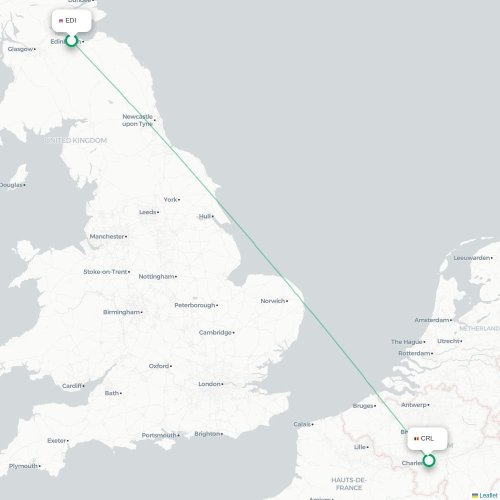Edinburgh - Brussels karta över direktflyg