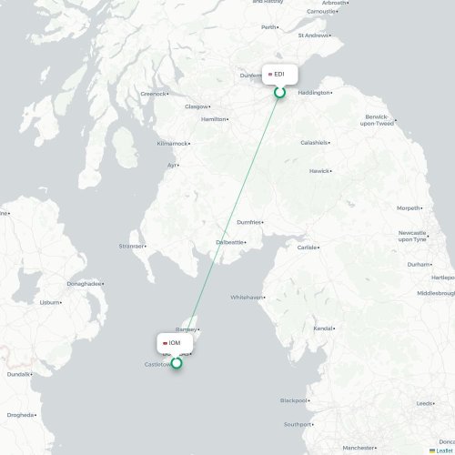 Mapa de vuelo directo Edimburgo - Castletown