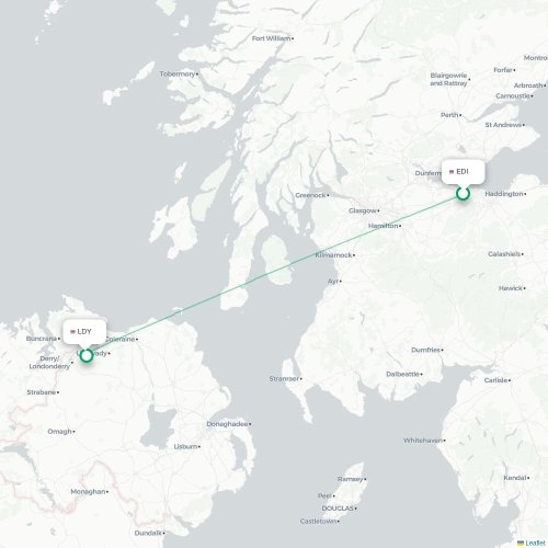 Mapa de vuelo directo Edimburgo - Condado de Londonderry