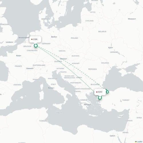 Edremit - Köln karta över direktflyg