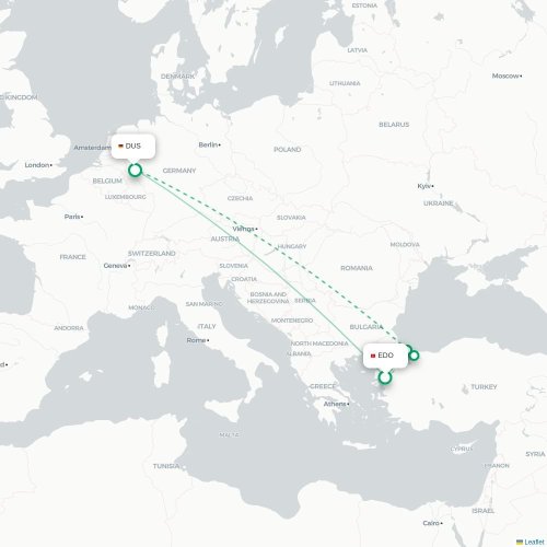 Edremit - Dusseldorf karta över direktflyg