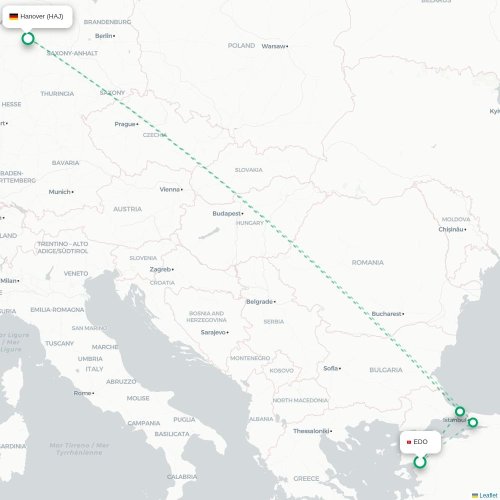 Edremit - Hanover karta över direktflyg
