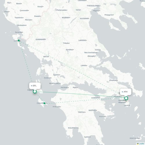 Argostoli - Athènes carte du vol direct
