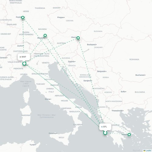 - Milano karta över direktflyg