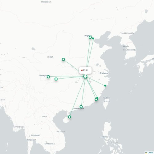 Mapa lotu bezpośredniego E’zhou – Tiencin