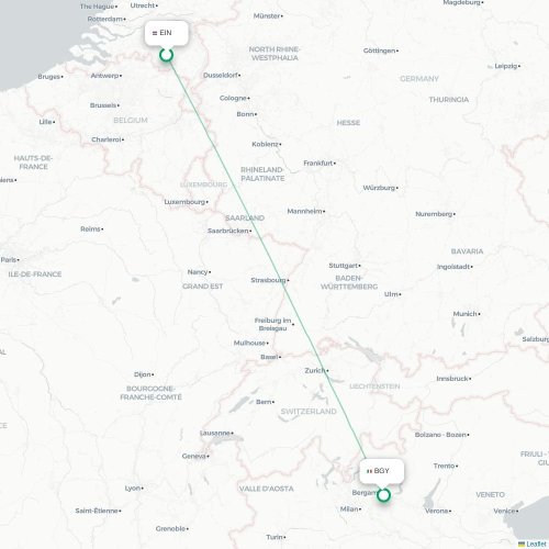 Mapa lotu bezpośredniego Eindhoven – Bergamo