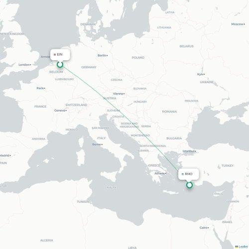 Eindhoven - Rhodos kort over direkte fly