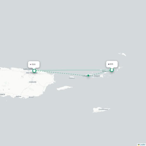 Mapa de vuelo directo Road Town - San Juan