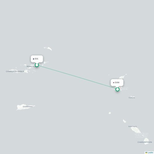 Mapa de vuelo directo Road Town - Simpson Bay