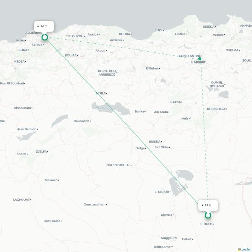 El Oued - Algiers kaart van rechtstreekse vlucht