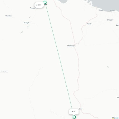 El Oued - Djanet kaart van rechtstreekse vlucht