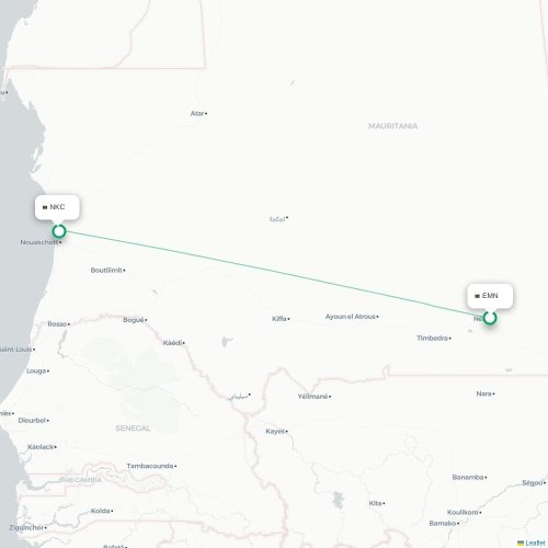 Mapa de vuelo directo Nema - Nuakchott