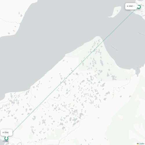 Mapa lotu bezpośredniego Kenai – Anchorage