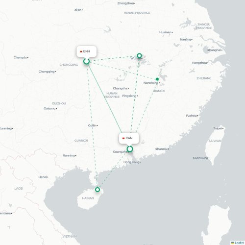 Mapa lotu bezpośredniego Enshi – Kanton
