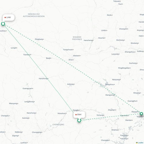 Mapa lotu bezpośredniego Enshi – Lanzhou