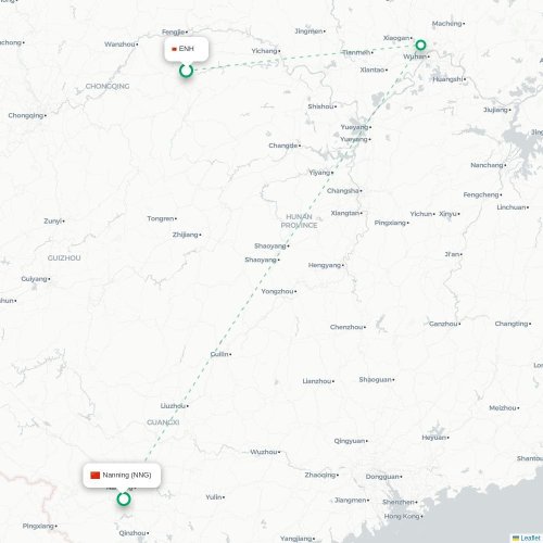 Mapa lotu bezpośredniego Enshi – Nanning