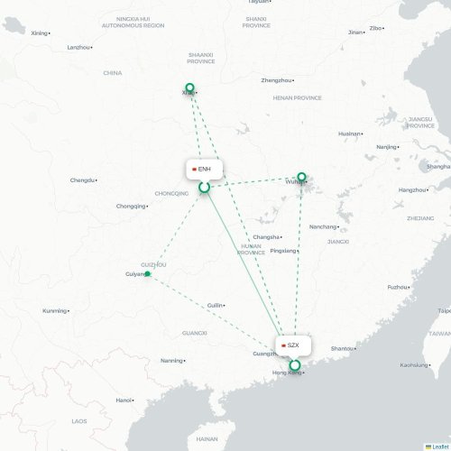 Mapa lotu bezpośredniego Enshi – Shenzhen