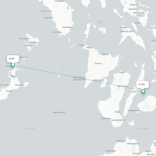 Mapa lotu bezpośredniego El Nido – Cebu City