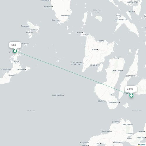 Mapa lotu bezpośredniego El Nido – Panglao