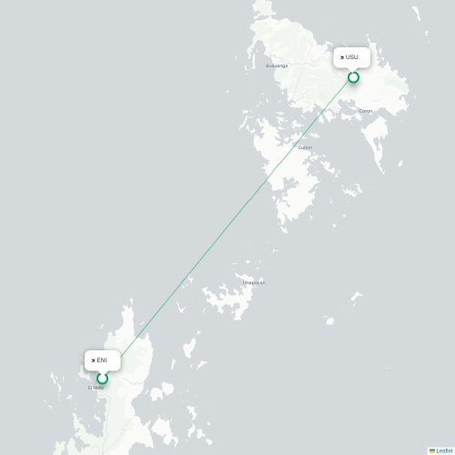 Mapa lotu bezpośredniego El Nido – Busuanga