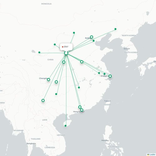 Mapa lotu bezpośredniego Yan’an – Lanzhou