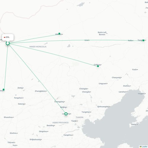 Mapa lotu bezpośredniego Xilinhot – Ułan Bator