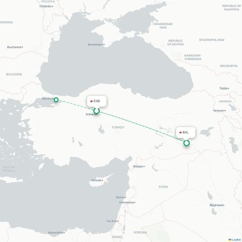 Mapa de vuelo directo Angora - Batman