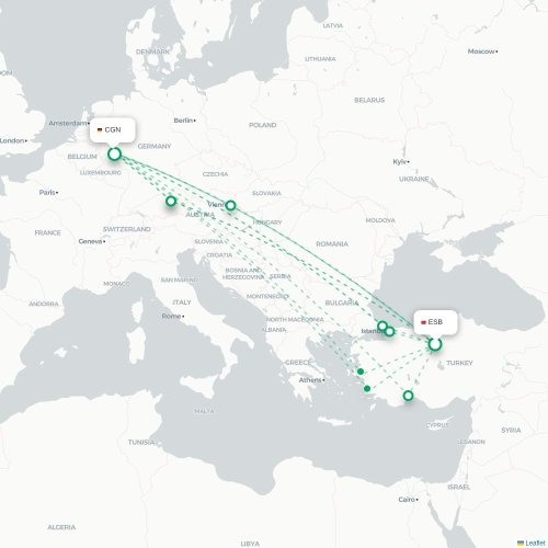 Mapa de vuelo directo Angora - Colonia
