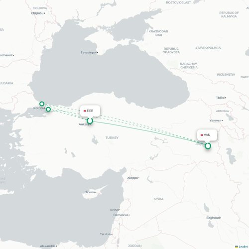 Mapa de vuelo directo Angora - Van