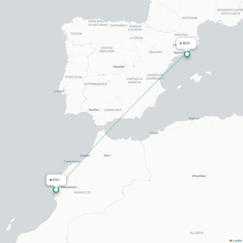 Essaouira - Barcelone carte du vol direct