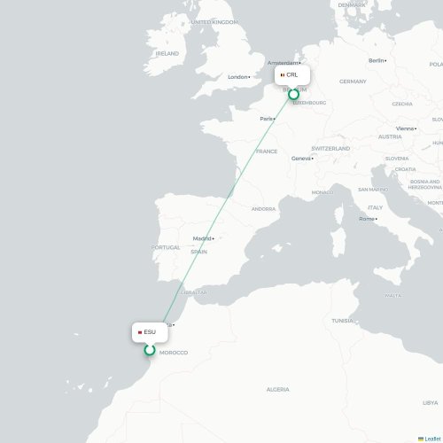 Mapa lotu bezpośredniego As-Sawira – Bruksela