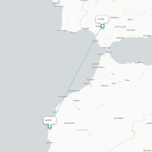 Essaouira - Séville carte du vol direct