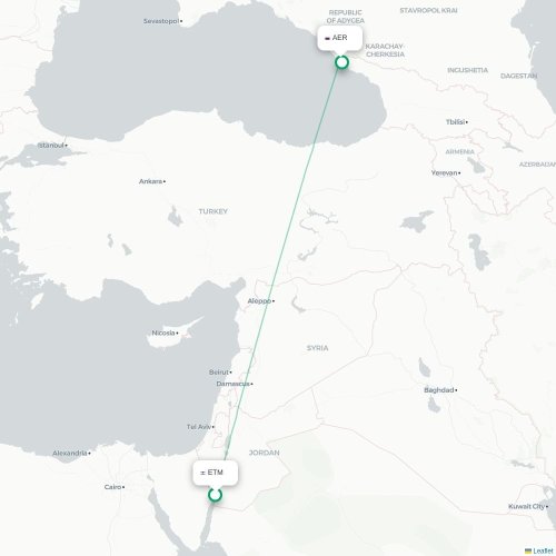 Mapa lotu bezpośredniego Ejlat – Soczi