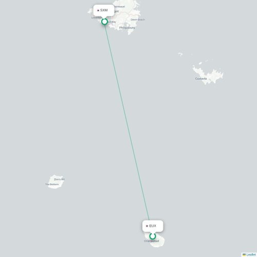Mapa de vuelo directo Oranjestad - Simpson Bay