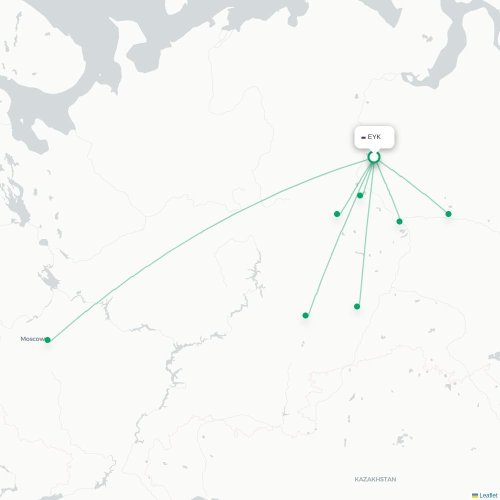 Mapa de vuelo directo Beloyarskiy - Moscú