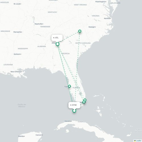 Mapa de vuelo directo Cayo Hueso - Atlanta