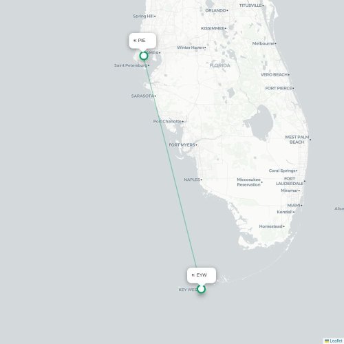 Mapa de vuelo directo Cayo Hueso - Tampa